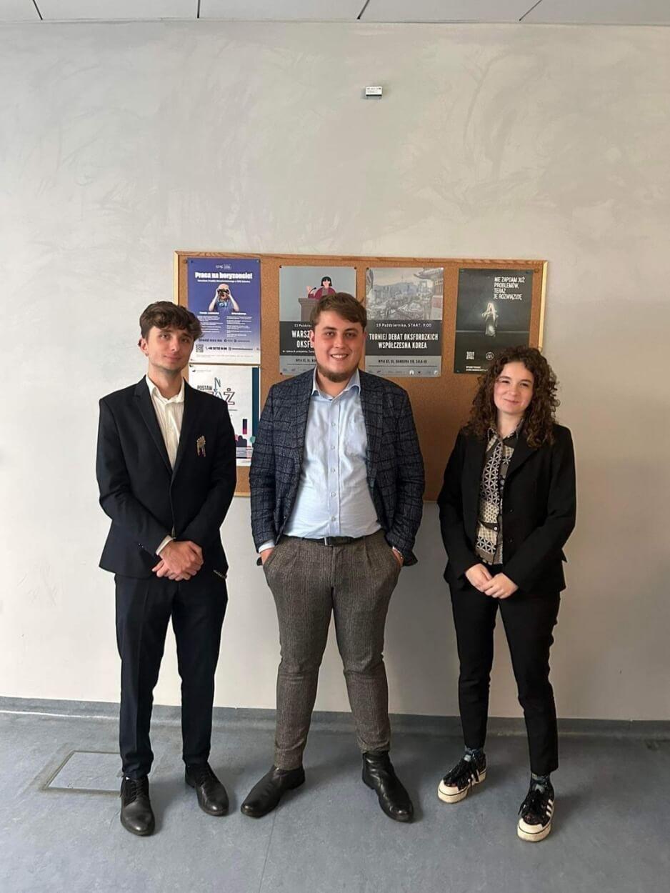 Three students from SWPS University's Competitive Debating Student Research Club