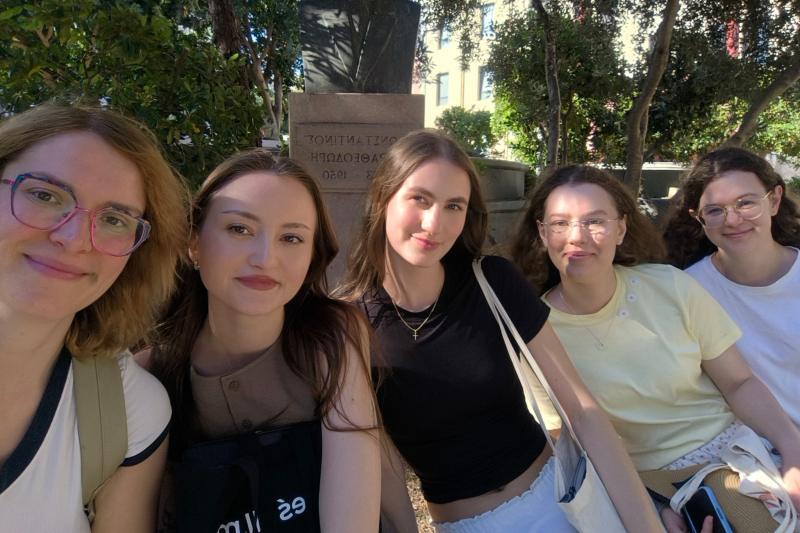 Four female students from USWPS on campus of the UAegean