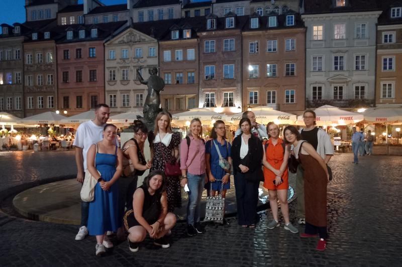 Participants of the ERUA Mental Health Literacy course sightseeing in Warsaw