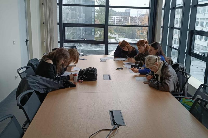 Students work on projects during the Visual Noise in Urban Spaces seminar at NBU