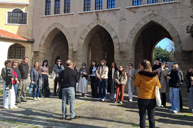 Students form USWPS and UAEGEAN explore the architecture of the Rhodes Island, Greece