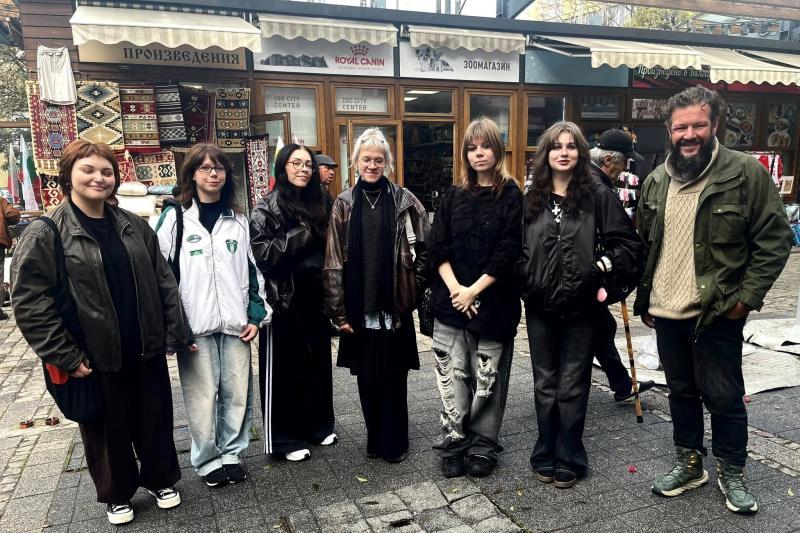 Students from USWPS during field research in Sophia, Bulgaria