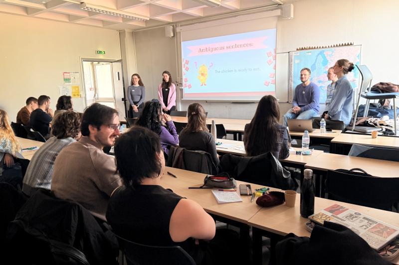 Students from USWPS and University Paris 8 discuss the use of language in various contexts