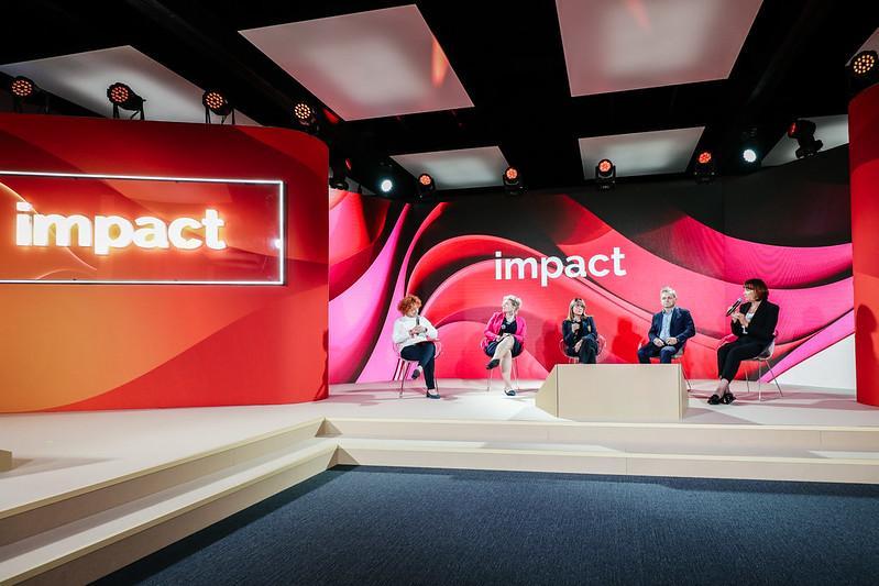 Panel discussion on mental health during Impact'24, featuring five experts, including Professor Agnieszka Popiel from SWPS University