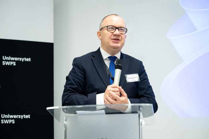 Rector of SWPS University, Prof. Roman Cieślak, gives a speech at the opening of the Vis Moot Bootcamp training in Warsaw, Poland.