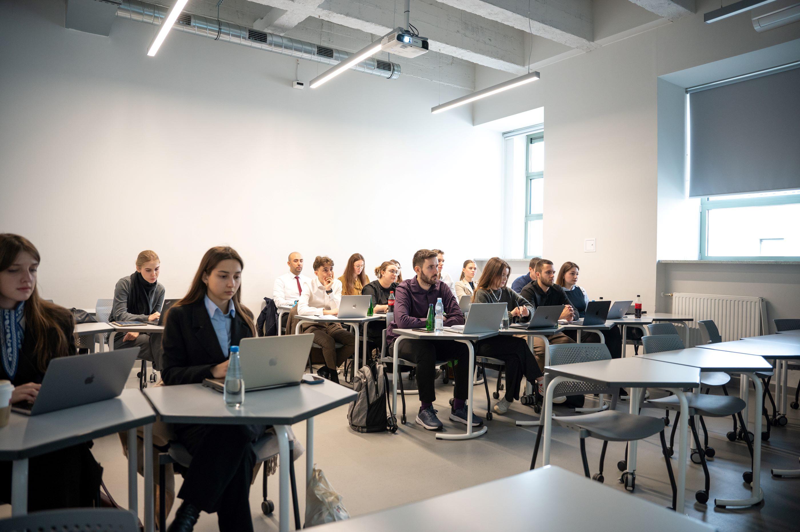 Professor Marcin Asłanowicz gives a speech at the opening of the Vis Moot Bootcamp training in Warsaw, Poland.