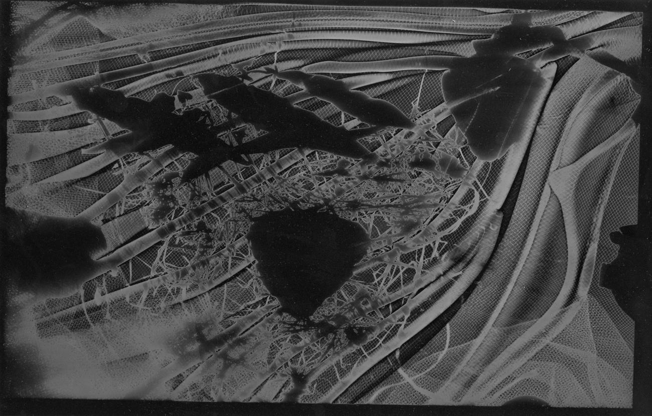An experimental black and white photograph