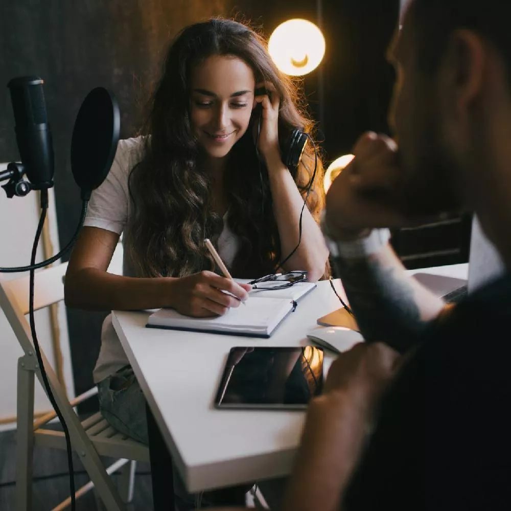 young journalists working in a studio