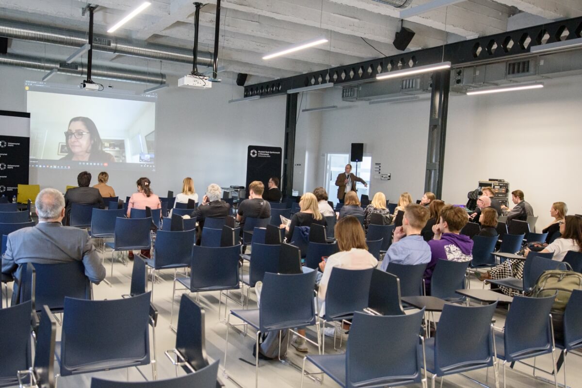Audience listening to the "Social Innovation. Challenges — Solutions — Practices" conference hosted by SWPS University in Warsaw