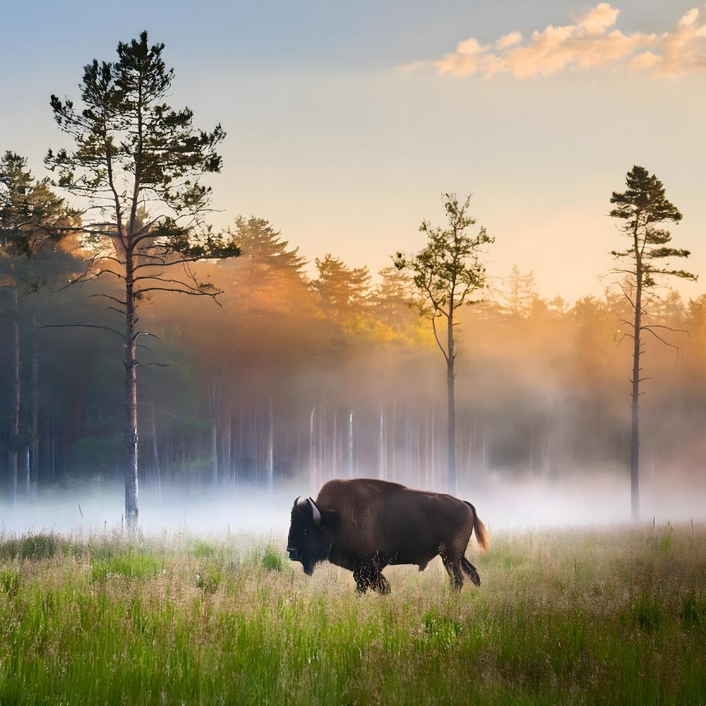 Bison in the Białowieża National Park