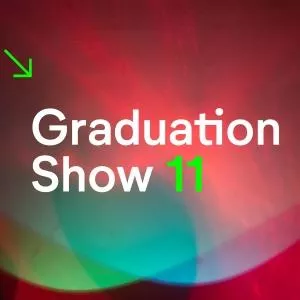 Abstract graphic design promoting Graduation Show 11