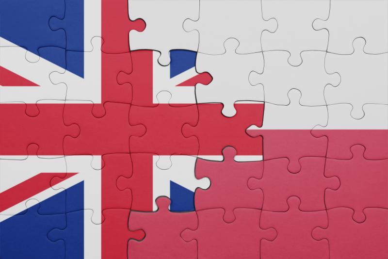 Puzzle integrating English and Polish flags
