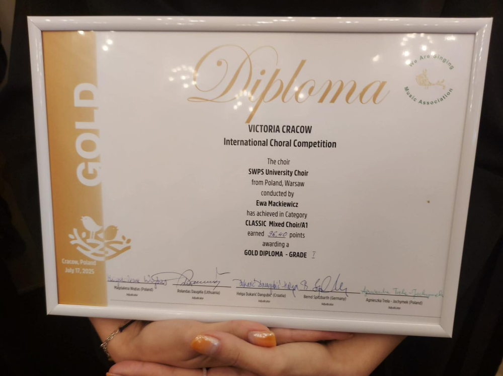 Victoria Cracow 2025 Gold Diploma for the SWPS University Choir